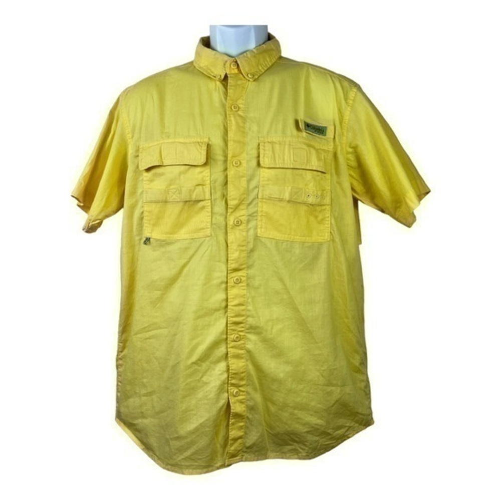 Columbia Men’s Fishing Shirt PFG Yellow Button Front Size M